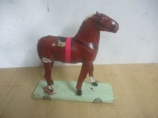 Antique Vintage Primitive Folk Art Paper Mache Horse Pull Toy ESTATE FIND 2