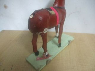 Antique Vintage Primitive Folk Art Paper Mache Horse Pull Toy ESTATE FIND 3