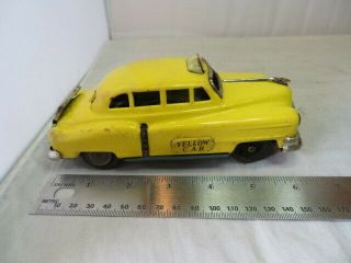Vintage 1950 Tin Friction Yellow Cab Taxi Rare