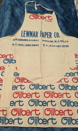 Vintage Advertising Apron - Lewmar Paper Newark Nj Gilbert Paper Canvas Cotton