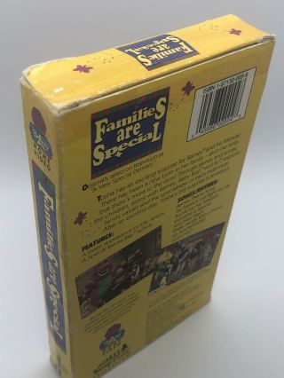 Barney Families are Special White VHS Cassette Tape 1995 Barney and Friends Rare 3