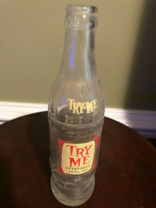 Vintage Rare " Try - Me " Beverage Co 10 Fl Oz Beverage Bottle From Savannah Ga,