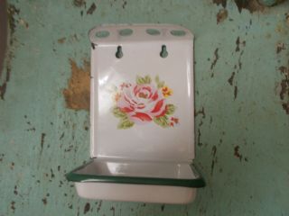 Rare Enamelware Cath Kidston Soap Dish And Tooth Brush Holder