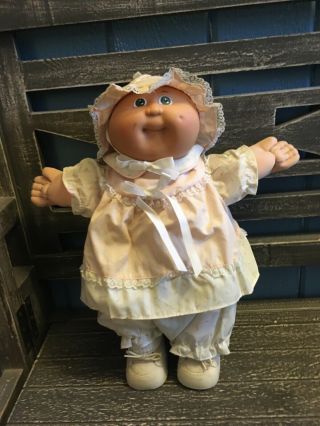 Vintage Cabbage Patch Doll Pink Dress,  Hat,  Green Eyes