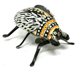 Rare Old Orange Windup Tin Toy Bug Beetle W Flapping Wings Yonezowa Japan