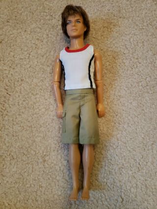 Vintage 1968 Mattel Barbie Boyfriend Ken Doll / Brown Hair / Jointed / Blue Eyes