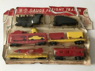 Rare Vintage 1960’s Processed Plastic Co H - O Freight Train Set,  Trucks Fords Jet