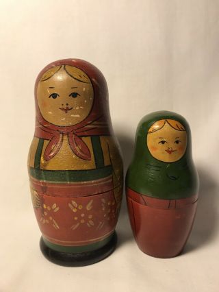 Vintage Wood Hand Painted Russian Nesting Dolls