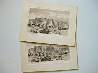 Two Vintage Etchings: C Winston Haberer.  French Lick Springs Hotel,  In
