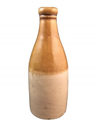 Antique Ginger Beer Bottle Brown And Tan Stoneware Unmarked