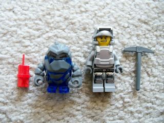 Lego Power Miners - Rare - Rock Monster Miner W/ Pickaxe & Glaciator