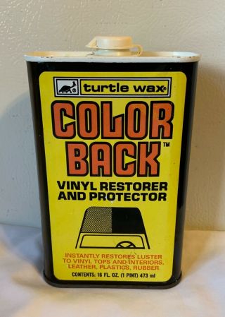 Vintage Turtle Wax Color Back Vinyl Restorer & Protector 16 Oz Can Rare 1981
