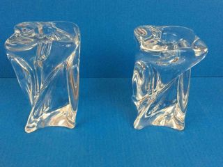 Unique Rare St.  Louis France Crystal Candle Holders 4.  50 " Tall Twisted
