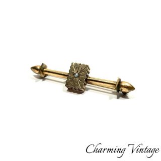 Antique Victorian Estate Gold Plated Ornate Stick Pin Brooch
