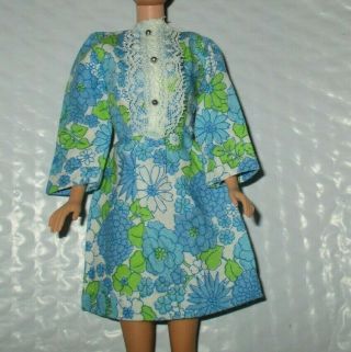 Vintage Barbie Clone Size Green & Blue Floral Dress