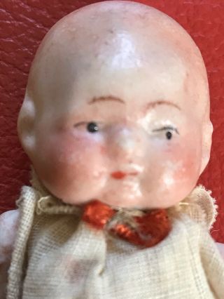Vintage Antique Jointed Baby Doll 3.  5” - Porcelain / Bisque Made in Japan 2