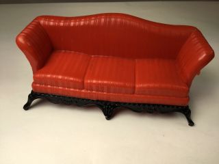 Renwal Vintage Red Sofa Tin Dollhouse Furniture Ideal Plastic 1:16