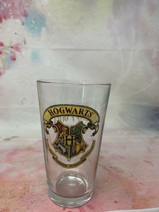 Harry Potter Hogwarts Crest Pint Drinking Glass Rare Collectible