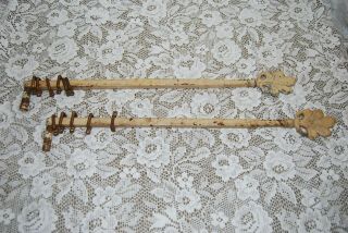 Vintage 17 " Adjust Curtain Rod Bracket Pair French Country,  Shabby Chic Antique