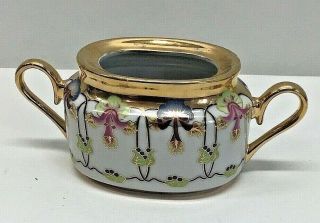 Rare Royal Vienna Sugar Bowl Floral White Porcelain /china/gold Gilt Vintage