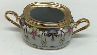 RARE Royal Vienna Sugar Bowl Floral White Porcelain /China/Gold Gilt Vintage 2