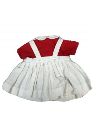 Vintage Tagged Madame Alexander Doll Bitsey Dress Red White School 1950 Style