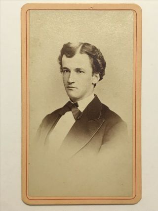 Rare Antique Auburn York Handsome Young Man Civil War Era Cdv Photo