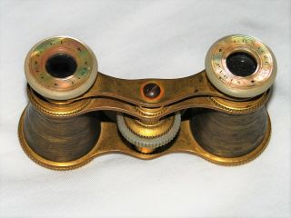 Antique French Brass And Mother Of Pearl Opera Glasses
