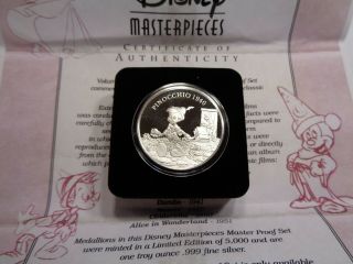 Pinocchio Disney 1940 Movie Release Masterpieces 999 Silver Coin Rare D