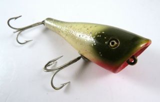 Vintage Creek Chub Plunker Glass Eye Wooden Topwater Popper Fishing Lure