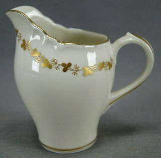 Vintage Richard Ginori Italy Off White Ivory Gold Gilt Clover Porcelain Creamer
