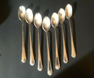 Vintage Iced Tea Spoons Dessert Set Of 7 Silver Plated National Silver Co
