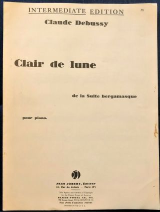 Rare Clair De Lune (de La Suite Bergamasque) Claude Debussy - Piano Sheet Music