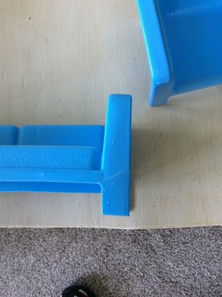 Vintage 1973 Barbie Dream House Blue Sofa Couch Loveseat and Chair 2