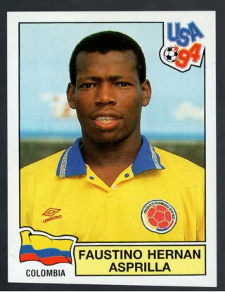 Rare Faustino Asprilla Usa 94 World Cup Sticker 68 - Usa 1994 - Colombia