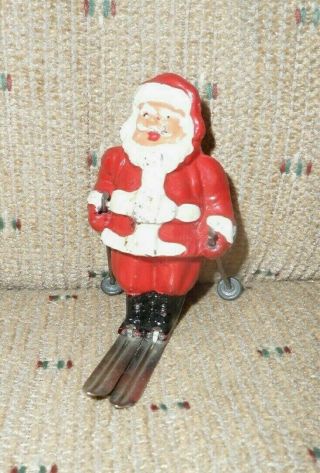 Antique Cast Iron Santa Claus On Skis - 3 Inches - U.  S.  A.