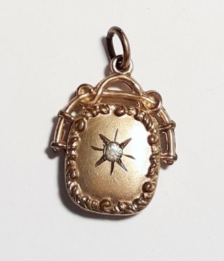 Antique Victorian Rose Gold Filled Repousse Clear Stone Pocket Watch Fob Charm
