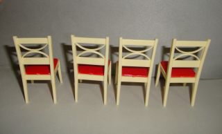 Vintage Renwal Red and White Chairs Kitchen Dining Room Dollhouse 2