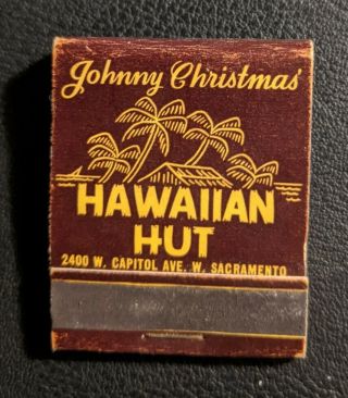Rare Vintage Hawaiian Hut Full Matchbook Sacramento California Island Palm Trees