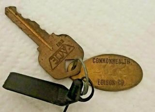 Vintage Brass Tag Key Advertising Commonwealth Edison Co.  422