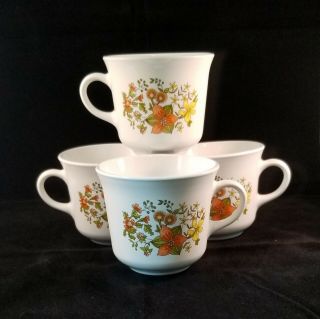 Vintage Corning Ware Corelle Wild Flower Tea Coffee Cups Mugs