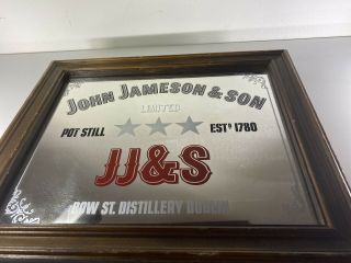 Vintage Jameson Irish Whiskey Bar Mirror Wood Frame - Limited - 12x10 - Rare