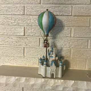 Rare Disney Mickey Mouse Hot Air Balloon Over The Magic Kingdom Music Box