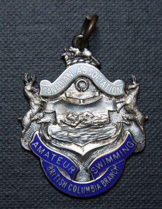 1915 Canadian Association Amateur Swimming British Columbia - Silver Medal - Rare