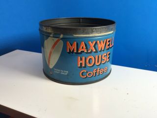 Antique Vintage Maxwell House Regular Grind Coffee Old Advertising Tin Can