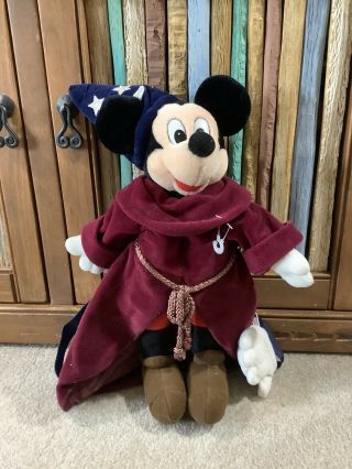Rare Vintage Sorcerer Mickey Mouse Plush Toy,  Disney World,  Fantasia Back Pack