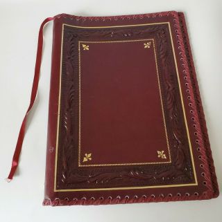 Vintage Rare Lido Italian Red Oxblood Gold Toole Leather 6 - Ring Binder Italy