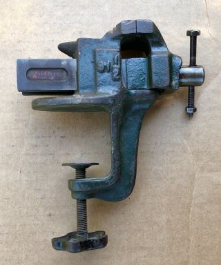 Antique Luther No.  91 1/2 Clamp - On Bench Vise 1 5/8 In.  Smooth Faced Jaws