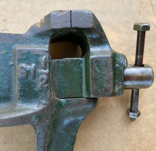 Antique LUTHER No.  91 1/2 Clamp - On Bench Vise 1 5/8 In.  Smooth Faced Jaws 2