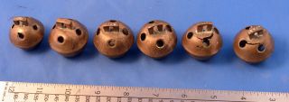 7 Antique Petal Style Brass Sleigh Bells No.  3
